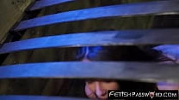 Lesbian sub slapped around and fucked by a huge strap on damage fucked