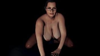 Granny anal riding dildo brunette riding