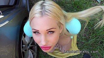 Huge tits teen gets facial outdoor fucks outdoor