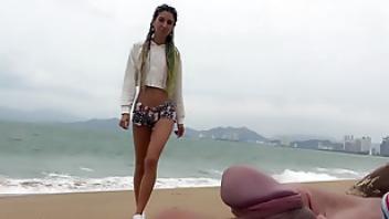 I see you jerking off to me and i want to help you cum cock flashing on public beach sexchallenge public