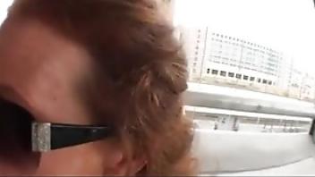 Older woman suck big dick outdoor and get facial married woman