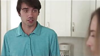 My stepbrother helps me put a big load in the laundrymnqc trainer helps