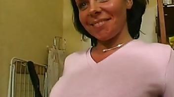 Busty german amateur teen toys with cumshot on tits facial german