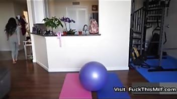Big titted milf slut suttin tries yoga with her boyfriend to improve their sexual life stepsons sexual