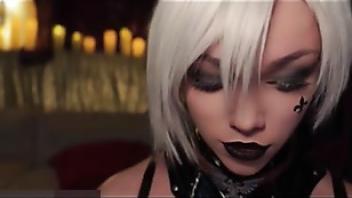 Gorgeous battle sister fights cunning daemon and her butt wins royale battle