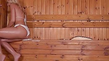 Serbian sauna lover cherry kiss sucks a dick in a gloryhole blonde cherry