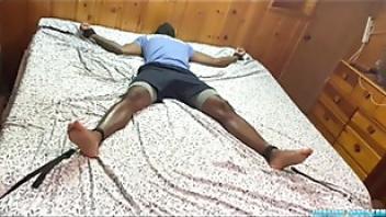 Bound black jock elijah tickled on feet by chubby dom matt young black