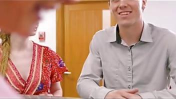 Nervous couple end up double teaming busty masseusehbxmy stranger double