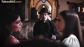 Stepmom fucks with stepdaughter and stepson in 3some hypnotises stepdaughter