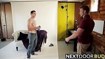 Muscular guys jake and johnny having hot sex in the kitchen threesome johnny