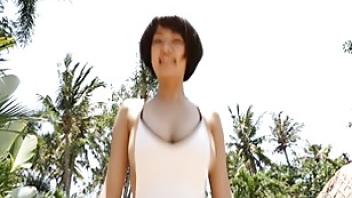 Buxom lady got her boobs fondled by her senpai at poolside hottie poolside