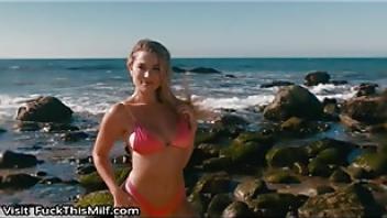 Curvaceous blonde model blake seduces photographer lingerie model