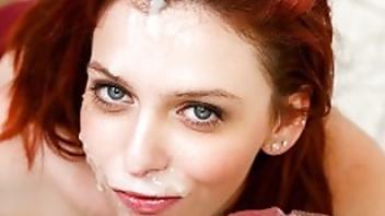 1000facials horny small tittied redhead fits a whole cock in her mouth diabolic small