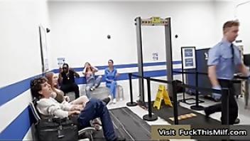 Eager traveler scarlett alexis diverts officers jordi amp van with her attention to their satisfaction eevoo sister scarlett