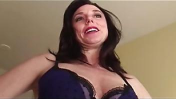 Slutty milf in fishnets sits on hunk stiff pole cowgirl0x1ky strangers stiff