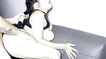 My busty sister in law comes hot from the gym seduces me and gives me a blowjob until i fill her tits with milk kitty seduces