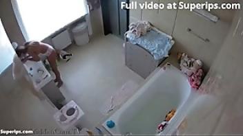 Ipcam innocent british teenager takes a shower stepbrother takes