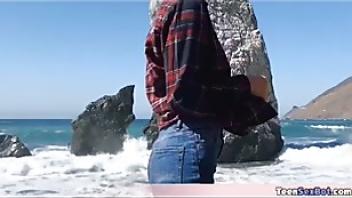 Gorgeous blonde eva elfie pov style quickie fuck and blowjob on the beach with gal ritchie redhead beach