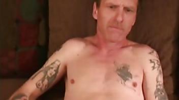 Amateur ed jerks off boobies jerks