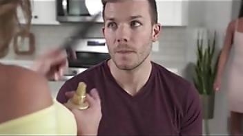 Stepmom says you should really put those tits away1 handjob stepmom