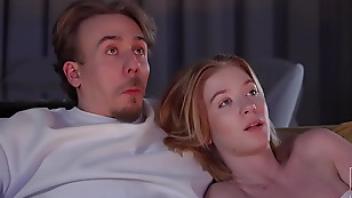 Steamy sexy blonde came while watching movie 4k hd tim team stepson watching