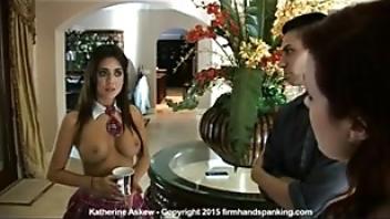 Spanked brunette 537 stockings spanked