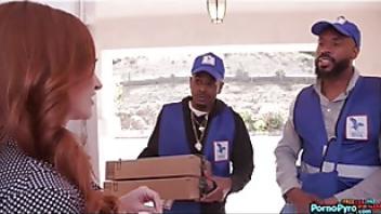 Redhead cougar sophia locke fuck 2 black mail delivery men bbc ivory sophia