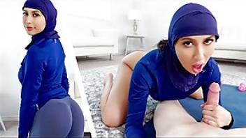 Hijab hookup hot arab girl shows her horny coach her big round booty and bounces it on his cock plave7i party hijab