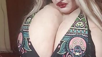 Susi wears black boots bikini top shows tits and pussy cutie shows