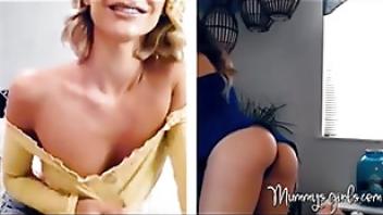 Milf and her stepdaughter rub their shaved pussies online scissor pussies