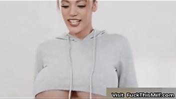 Yoga session turns to a wild fuck session ending with a creamy load on amber alena face cuckold session