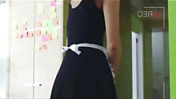 Fucking my housekeeper and cumming on her pussy and panties1 orgasm cumming