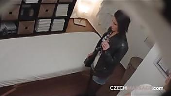 Young slim brunette fucks the masseur gorgeous brunette