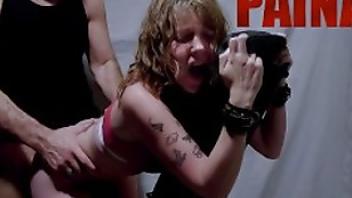 Painal bdsm submissive girl takes a hard anal fucking lavender joy and wicked fellow amateur submissive