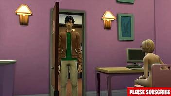 Stepson fucks stepmom after step mom catches him masturbating in front of computer caught masturbating